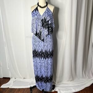 Tbags Los Angeles Drape Front Periwinkle Halter Maxi Dress XS